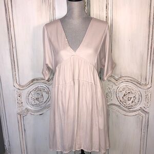 Mustard Seed Dusty Champagne Dolman Sleeve V Neckline Tiered Babydoll Dress S/S